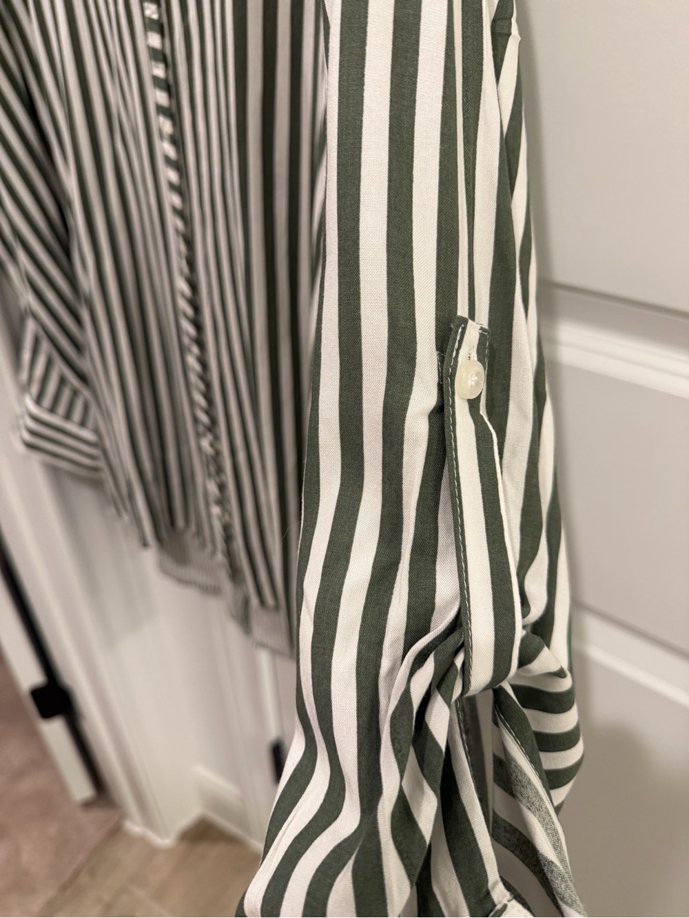 Women's Green and White Striped Blouse